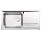 Abode Ixis 1 Tap Hole Stainless Steel Inset Sink with 1 Bowl, Drainer & Kit 1000mm