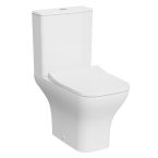 Kartell Eklipse Square Rimless Open Back Close Coupled Toilet & Soft Close Seat - White