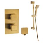 Noveua Mayfair Concealed Thermostatic Shower Valve with Sliding Rail Kit - Brushed Brass
