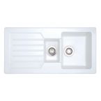 Prima Reversible Ceramic Inset Sink with 1.5 Bowl, Drainer & Waste 1000mm - White 