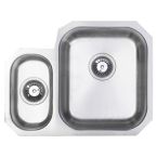 Prima Stainless Steel Undermount Sink with 1.5 Bowl Overflow, Template & Waste Kit 594mm - Right Hand