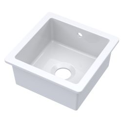 Nuie Fireclay 1 Bowl Inset / Undermount Sink with Central Waste & Overflow 457mm - White