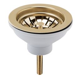 Nuie Strainer Waste with Pull Out Basket - Brushed Brass
