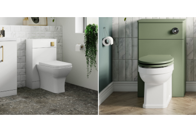 2 back to wall toilets in a modern tiled bathroom