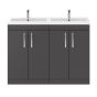 Nuie Athena 1200mm Double 2 Door Floor Standing Cabinet & Basin - Gloss Grey