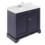 Hudson Reed Old London 1000mm Cabinet & 1TH Basin with White Marble Top - Twilight Blue