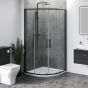 1200mm x 900mm Double Sliding Door Black Offset Quadrant Shower Enclosure and Shower Tray
