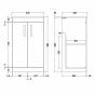 Nuie Athena 500mm 2 Door Floor Standing Cabinet & Minimalist Basin - Gloss Grey