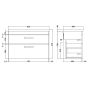 Nuie Athena 800mm 2 Drawer Wall Hung Cabinet & Mid-Edge Basin - Charcoal Black Woodgrain