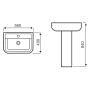 Roma Duo 60 560mm 1 Tap Hole Basin and Pedestal Diagram