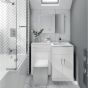 Hatfield Combination 1070mm L Shaped Basin Vanity Unit with WC Right Hand - White Gloss
