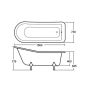 Hudson Reed Brockley Single Ended Freestanding Slipper Bath 1500mm x 730mm with Corbel Legs