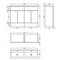 Hudson Reed Fusion Floor Standing 4 Door 1200mm Vanity Unit & Twin Basins - Charcoal Black Woodgrain