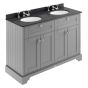 Hudson Reed Old London 1200mm Cabinet & 3TH Double Basin with Black Marble Top - Storm Grey
