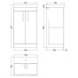 Nuie Athena 500mm 2 Door Floor Standing Cabinet & Thin-Edge Basin - Stone Grey