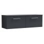Nuie Arno 1200mm Wall Hung 2 Drawer Vanity Unit & Worktop - Satin Anthracite