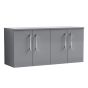 Nuie Arno 1200mm Wall Hung 4 Door Vanity Unit & Worktop - Gloss Mid Grey