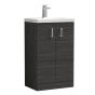 Nuie Arno 600mm 2 Door Freestanding Cloakroom Vanity Unit & Ceramic Basin - Hacienda Black