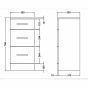Nuie Mayford 350mm 3 Drawer Unit 330mm Deep - Gloss White 