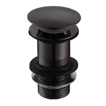 Unslotted Sprung Basin Waste with Large Round Plug 1 1/4" - Matt Black 