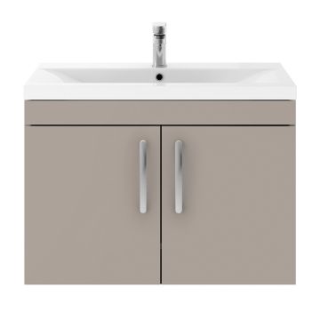 Nuie Athena 800mm 2 Door Wall Hung Cabinet & Mid-Edge Basin - Stone Grey