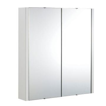 Nuie Eden 600mm 2 Door Mirror Cabinet - Gloss White