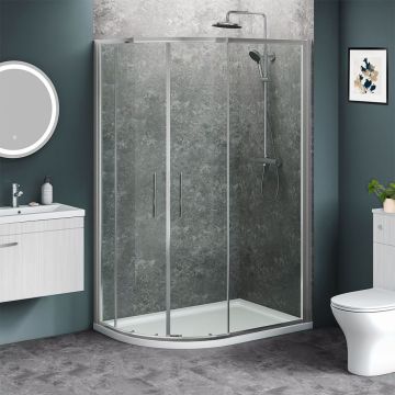 Azzio 6 Offset Quadrant Sliding Shower Enclosure 1000mm x 900mm - Chrome