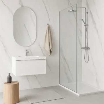 Azzio PVC Wall Panel 1000mm x 2400mm x 10mm - Marble White