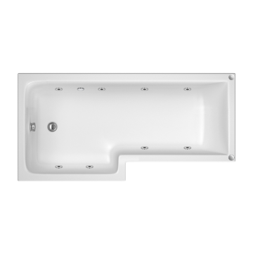 Azzio L Shape Left Hand 8 Jet Whirlpool Bath 1700mm x 850mm - White