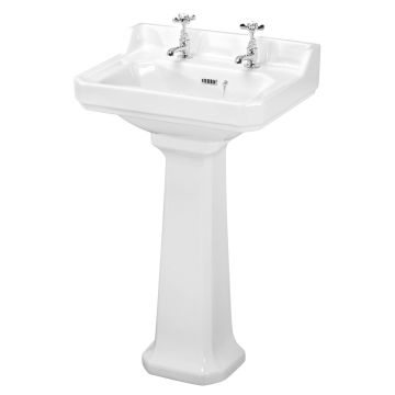 Nuie Carlton 560mm 2 Tap Hole Basin & Pedestal