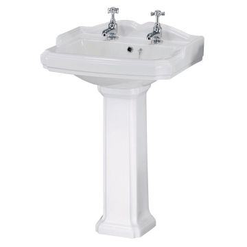 Nuie Legend 580mm 2 Tap Hole Basin & Pedestal