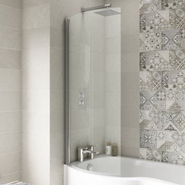 Nuie 6mm Curved P-Bath Screen 1400 x 720mm - Chrome