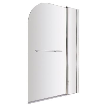 Nuie 6mm Straight Bath Screen with Fixed Panel With Rail 1400 x 1005mm - Chrome