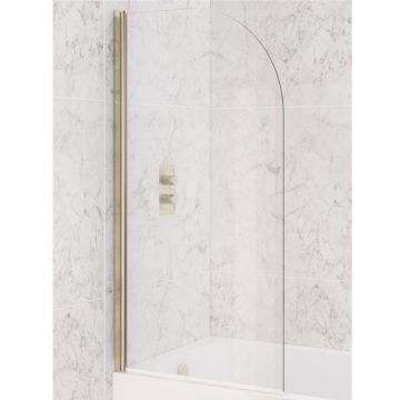 Eastbrook Curved 6mm Hinged Bath Screen 1400mm x 800mm - Brushed Brass
