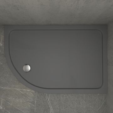 Kudos Kstone Slip Resistant Offset Quadrant Shower Tray 1200mm x 800mm Right Hand - Grey
