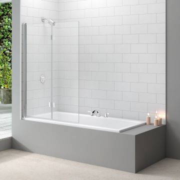 Merlyn 2 Panel Folding Bath Screen 1500mm x 1100mm - Chrome