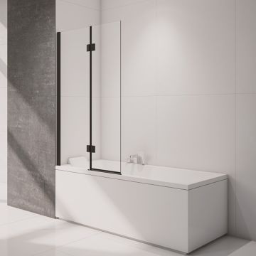 Merlyn Black 2 Panel Hinged Bath Screen 900mm x 1500mm Left Handed