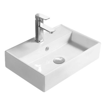 Nuie 505mm 1TH Rectangular Countertop Basin - White