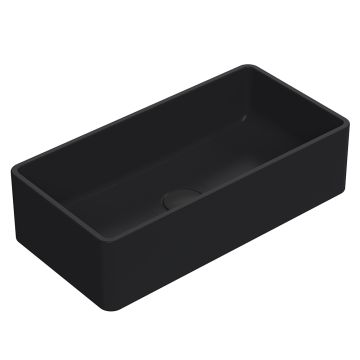 Nuie Rectangular 465mm Countertop Vessel Basin - Matt Black