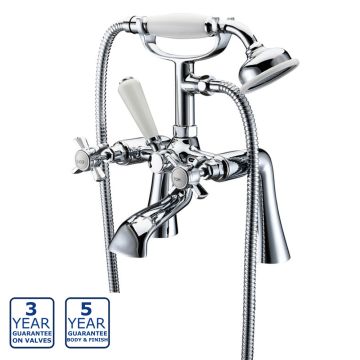 Serene Lule Deck Mounted Bath Shower Mixer with Kit - Chrome