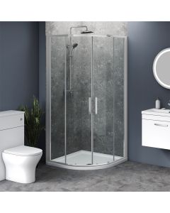 900mm x 900mm Reduced Height Double Door Quadrant Shower Enclosure and Shower Tray
