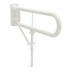 Bathex Mild Steel Hinged Arm Support Rail with Drop Down Leg 760mm - White
