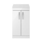 Nuie Athena 500mm 2 Door Floor Standing Cabinet & Worktop - Gloss White