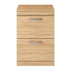 Nuie Athena 600mm 2 Drawer Floor Standing Cabinet & Worktop - Natural Oak