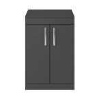 Nuie Athena 600mm 2 Door Floor Standing Cabinet & Worktop - Gloss Grey