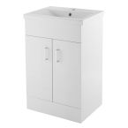 Nuie Eden 500mm 2 Door Floor Standing Cabinet & Minimalist Basin - Gloss White
