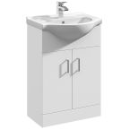 Nuie Mayford 550mm Basin Unit With Curved Bowl - Gloss White