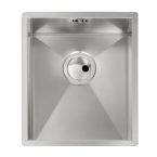 Abode Matrix RO Stainless Steel Undermount Square Sink with 1 Bowl & Kit 380mm