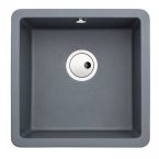 Abode Matrix SQ GR15 Granite Inset Sink with 1 Bowl & Kit 460mm - Grey Metallic