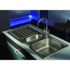 Abode Mikro 1 Tap Hole Stainless Steel Inset Sink with 1.5 Bowl, Drainer & Kit 1000mm